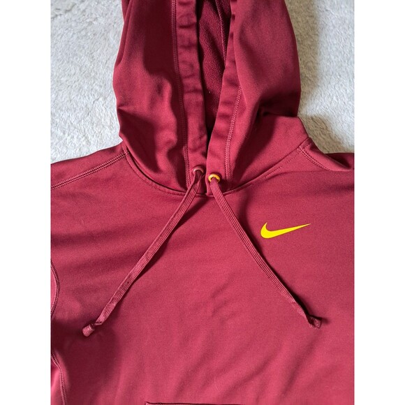 Nike Fit Therma Mens Large “Live Strong” Maroon/Gold Hoodie Swoosh - Picture 2 of 10